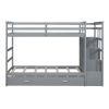 Twin Over Twin Bunk Bed with Trundle and Staircase, Gray (OLD SKU:LT000068AAE)