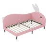 Twin size Upholstered Rabbit-Shape Daybed, Sofabed with Rabbit Ear Headboard, Pink