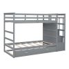 Twin Over Twin Bunk Bed with Trundle and Staircase, Gray (OLD SKU:LT000068AAE)