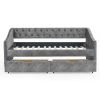 Twin Size Daybed with Drawers Upholstered Tufted Sofa Bed, with Button on Back and Copper Nail on Waved Shape Arms, Grey (81.5''x4''x30.5'')