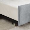 Twin Size Daybed with Trundle Upholstered Sofa Bed, with Vertical Stripes, Linen Fabric, Grey (82.5"x43"x30")