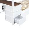 Twin-Over-Twin Bunk Bed with Twin size Trundle, Storage and Desk, White + Walnut