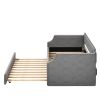 Upholstered Daybed with Trundle, Wood Slat Support,Upholstered Frame Sofa Bed , Twin,Gray