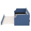 Upholstered Daybed with Trundle, Wood Slat Support,Upholstered Frame Sofa Bed , Twin,Blue