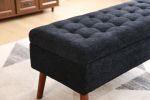Storage Bench with Storage Bench for Bedroom End of Bed Bench Foot of Bed Bench Entryway Bench Storage Ottoman Bench 43.7" W x 18.1" D Black Linen Ben