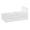 White Twin Trundle Bed, Heavy Duty Malibu Solid Wood Bed Frame with Twin Size Pull Out Toddler Trundle Bed for Kids