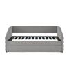 Twin Size Daybed with Trundle Upholstered Tufted Sofa Bed, Linen Fabric, Grey (82.5"x42.5"x34")