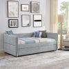 Daybed with Trundle Upholstered Tufted Sofa Bed, Twin Size, Boucle Fabric, Grey(83"x43"x29.5")