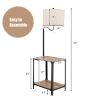 360�� Rotatable Floor Lamp with End Table and USB Charging Ports