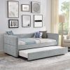 Daybed with Trundle Upholstered Tufted Sofa Bed, Twin Size, Boucle Fabric, Grey(83"x43"x29.5")