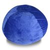 Minky Velvet Bean Bag Chair, Blue-4ft Plush Floor Chair for Kids and Adults w/ Washable Cover, Lounge Chair with Stretchable Fabric