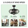 18.1" Caged Ceiling Fan with Remote Control,Timer, 3 Speeds Indoor Ceiling Fan for Farmhouse, Bedroom Living Room(No include Bulbs)