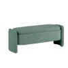 Ottoman Oval Storage Bench 3D Lamb Fleece Fabric Bench with Large Storage Space for the Living Room, Entryway and Bedroom,green