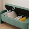Ottoman Oval Storage Bench 3D Lamb Fleece Fabric Bench with Large Storage Space for the Living Room, Entryway and Bedroom,green
