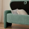 Ottoman Oval Storage Bench 3D Lamb Fleece Fabric Bench with Large Storage Space for the Living Room, Entryway and Bedroom,green