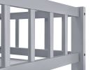 Twin over Full Stairway Bunk Bed with Trundle,Gray