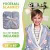 Glow in the Dark Blankets for Boys. 50 x 60 Inch Blue Football Kids Glow in the Dark Blanket 6 Hours Bright Glow. 240 GSM Two-Sided Warm Flannel Fleec