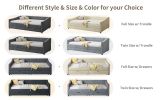Full Size Daybed with Twin Size Trundle Upholstered Tufted Sofa Bed, with Button on Back and Copper Nail on Waved Shape Arms-Beige