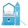 Twin Size Loft Bed with Slide Blue Tent and Tower - Blue