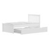 White Twin Trundle Bed, Heavy Duty Malibu Solid Wood Bed Frame with Twin Size Pull Out Toddler Trundle Bed for Kids