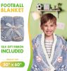 Glow in the Dark Blankets for Boys. 50 x 60 Inch Blue Football Kids Glow in the Dark Blanket 6 Hours Bright Glow. 240 GSM Two-Sided Warm Flannel Fleec