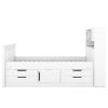 Twin Size Captain Platform Bed Frame with Storage Bookcases and Shelves,Four Drawers,White