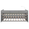 Twin XL Wood Daybed with 2 Trundles, 3 Storage Cubbies, 1 Light for Free and USB Charging Design, Gray
