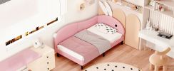 Twin size Upholstered Rabbit-Shape Daybed, Sofabed with Rabbit Ear Headboard, Pink