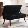 Storage Bench with Storage Bench for Bedroom End of Bed Bench Foot of Bed Bench Entryway Bench Storage Ottoman Bench 43.7" W x 18.1" D Black Linen Ben