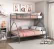 Gray Metal Frame Twin/Full Bunk Bed, Youth Bed, Youth Bedroom Furniture, Easy Assembly