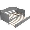 Twin Wooden Daybed with Trundle Bed, Sofa Bed for Bedroom Living Room, Gray