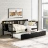 Twin Wooden Daybed with Trundle Bed , Sofa Bed for Bedroom Living Room, Espresso