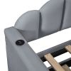 Twin size Upholstered Daybed with Trundle ,Velvet Sofabed with USB Charging Ports,No Box-spring Needed,Gray