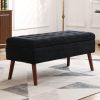 Storage Bench with Storage Bench for Bedroom End of Bed Bench Foot of Bed Bench Entryway Bench Storage Ottoman Bench 43.7" W x 18.1" D Black Linen Ben