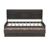 Wooden Captain Bed with Built-in Bookshelves,Three Storage Drawers and Trundle, Antique Gray - Twin