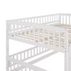 Bunk Bed with Slide,Full Over Full Low Bunk Bed with Fence and Ladder for Toddler Kids Teens White