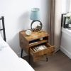 Mid Century Modern End Table Nightstand in Rustic Brown Black Wood Finish