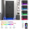 Matte Black Mid-Century Wardrobe Armoire with Louver Doors and LED Lights