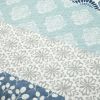 3-Piece California King Lightweight Reversible Botanical Blue Damask Quilt Set