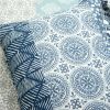 3-Piece California King Lightweight Reversible Botanical Blue Damask Quilt Set