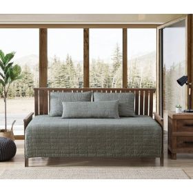 4 pieLightweight Dark Green Brick Fish Pattern 4 Piece Cotton Daybed Cover Set