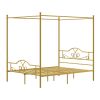Full size Gold Metal Canopy Bed Frame with 600 lb. Weight Capacity
