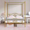 Full size Gold Metal Canopy Bed Frame with 600 lb. Weight Capacity