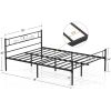 Full Sturdy Metal Platform Bed Frame with Headboard Footboard in Black Finish