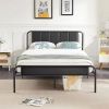 Full size Black Wood Metal Platform Bed Frame with Rounded Headboard Footboard