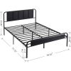 Full size Black Wood Metal Platform Bed Frame with Rounded Headboard Footboard