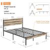 Full size Industrial Rustic Wood / Metal Platform Bed Frame with Headboard