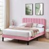 Full size Pink Upholstered Platform Bed Frame with Headboard