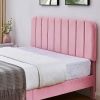 Full size Pink Upholstered Platform Bed Frame with Headboard
