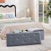 Light Grey Faux Leather Upholstered End of Bed Storage Bench Ottoman